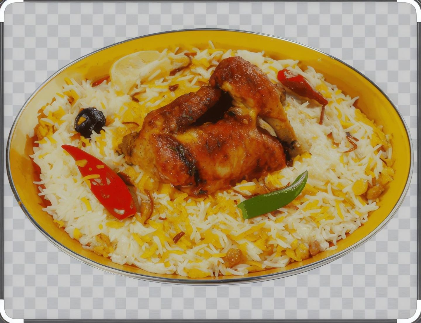Half A Piece Of Chicken Kabsa With Red Pishawari
