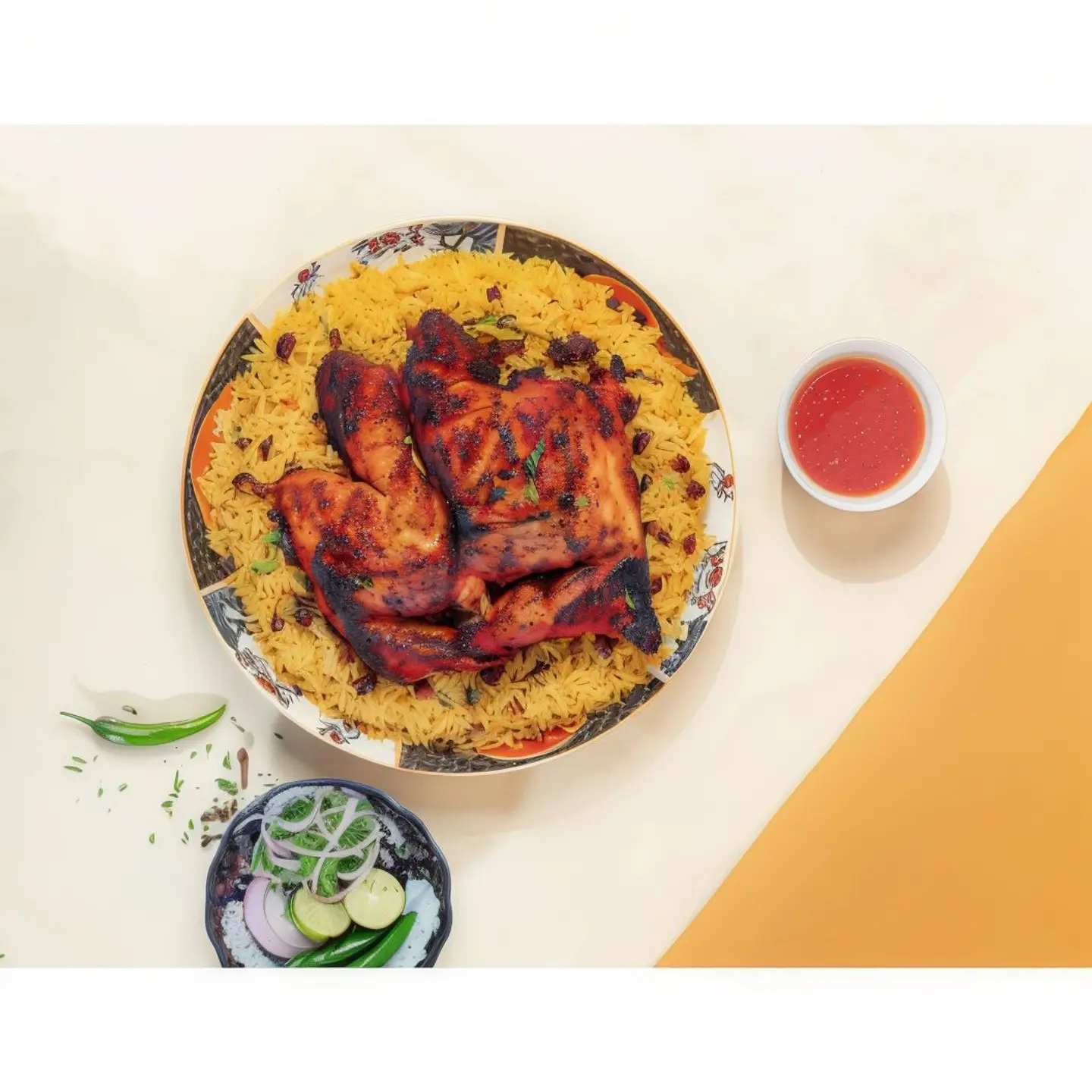 Charcoal Grilled Chicken With Bukhari Rice