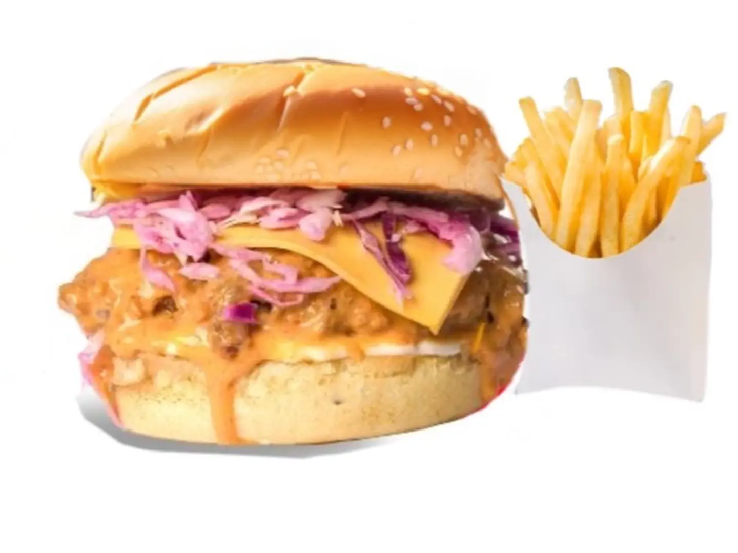 برجر تشكن سبايسي(سيراتشا سويت)مع بطاطس مبهره