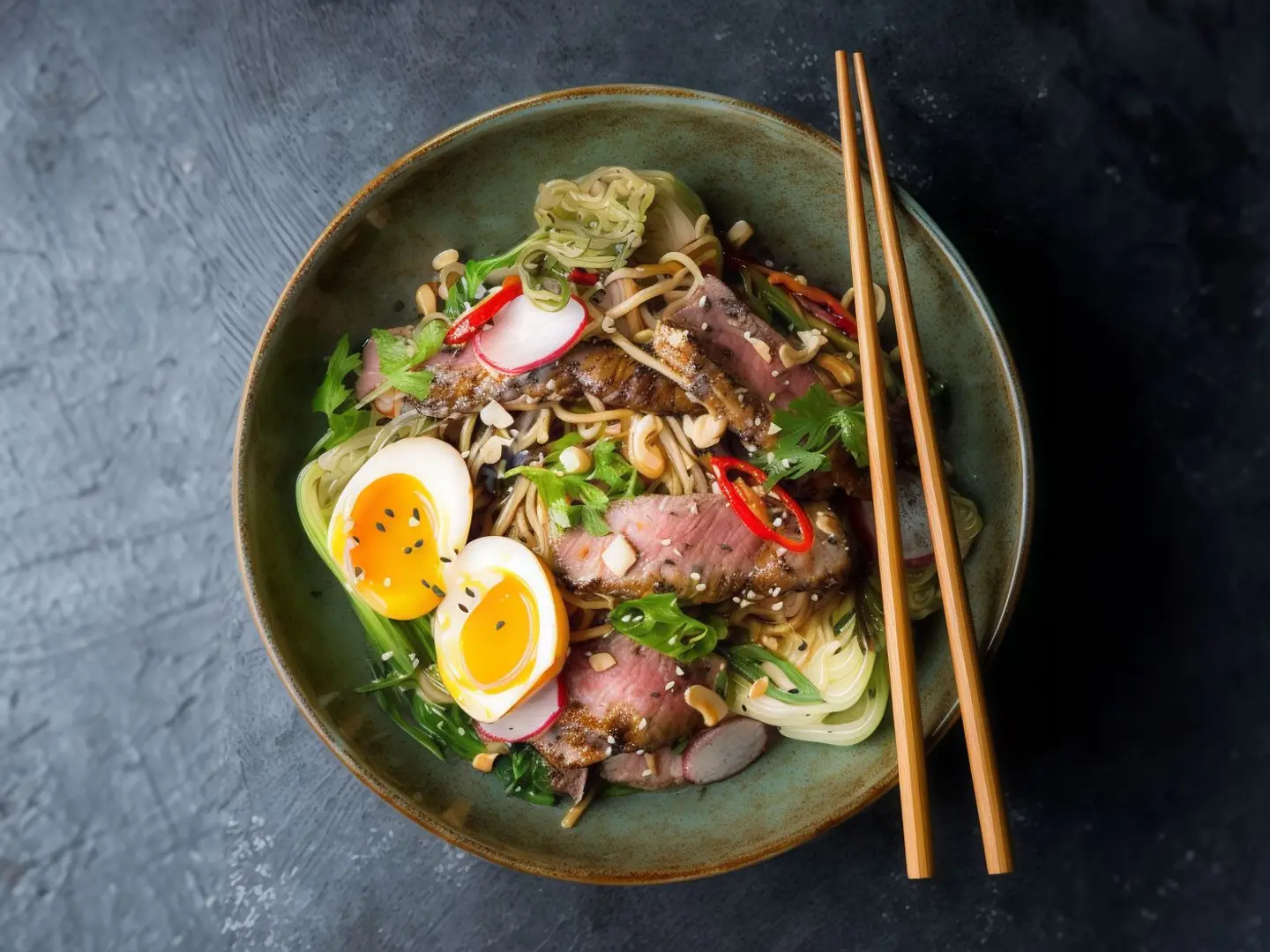 Chargrilled Striploin And Miso Udon Noodles