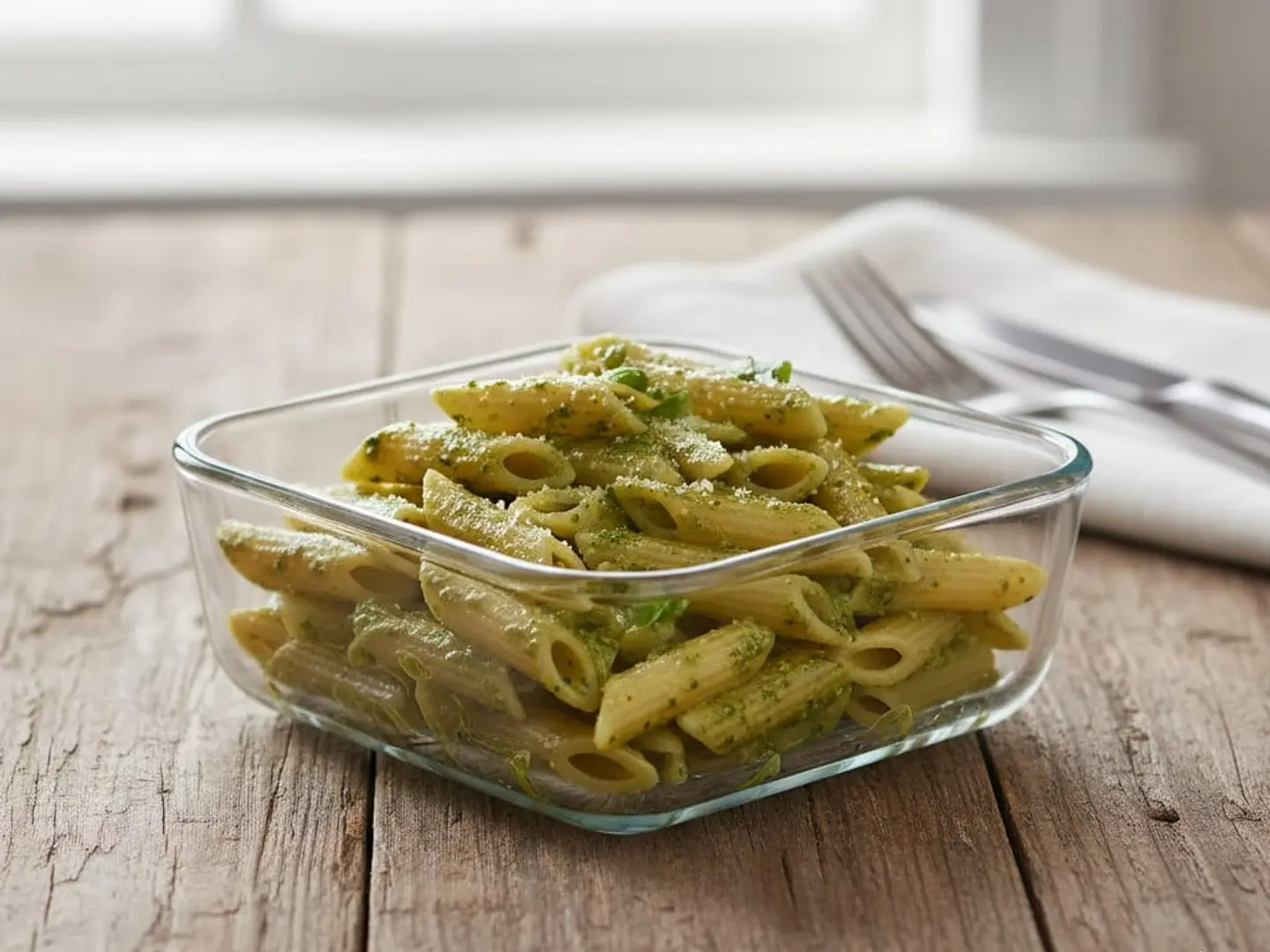 صينية معكرونة بصلصة البيستو