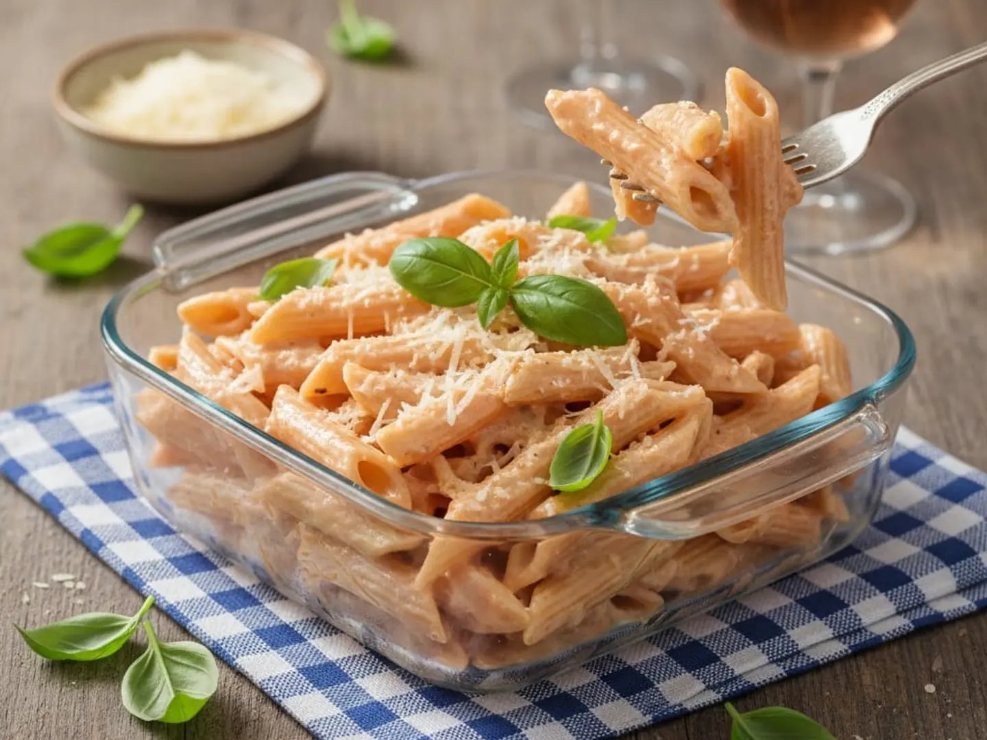 صينية معكرونة بالصلصة الوردية