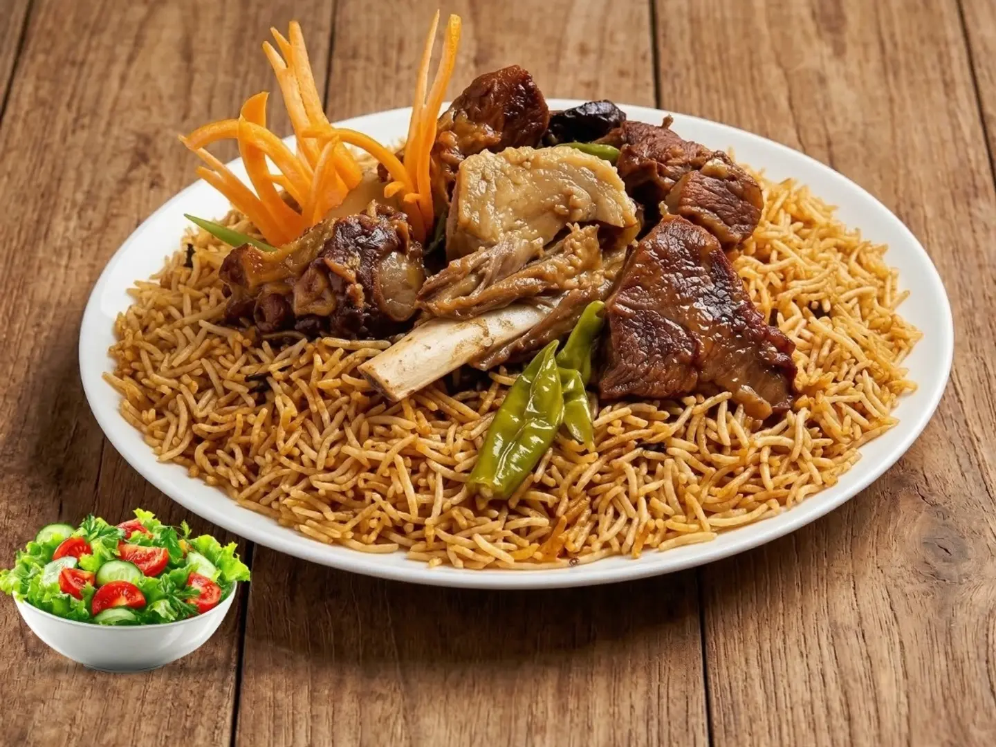 Lamb Pressure Cooked With Green Salad