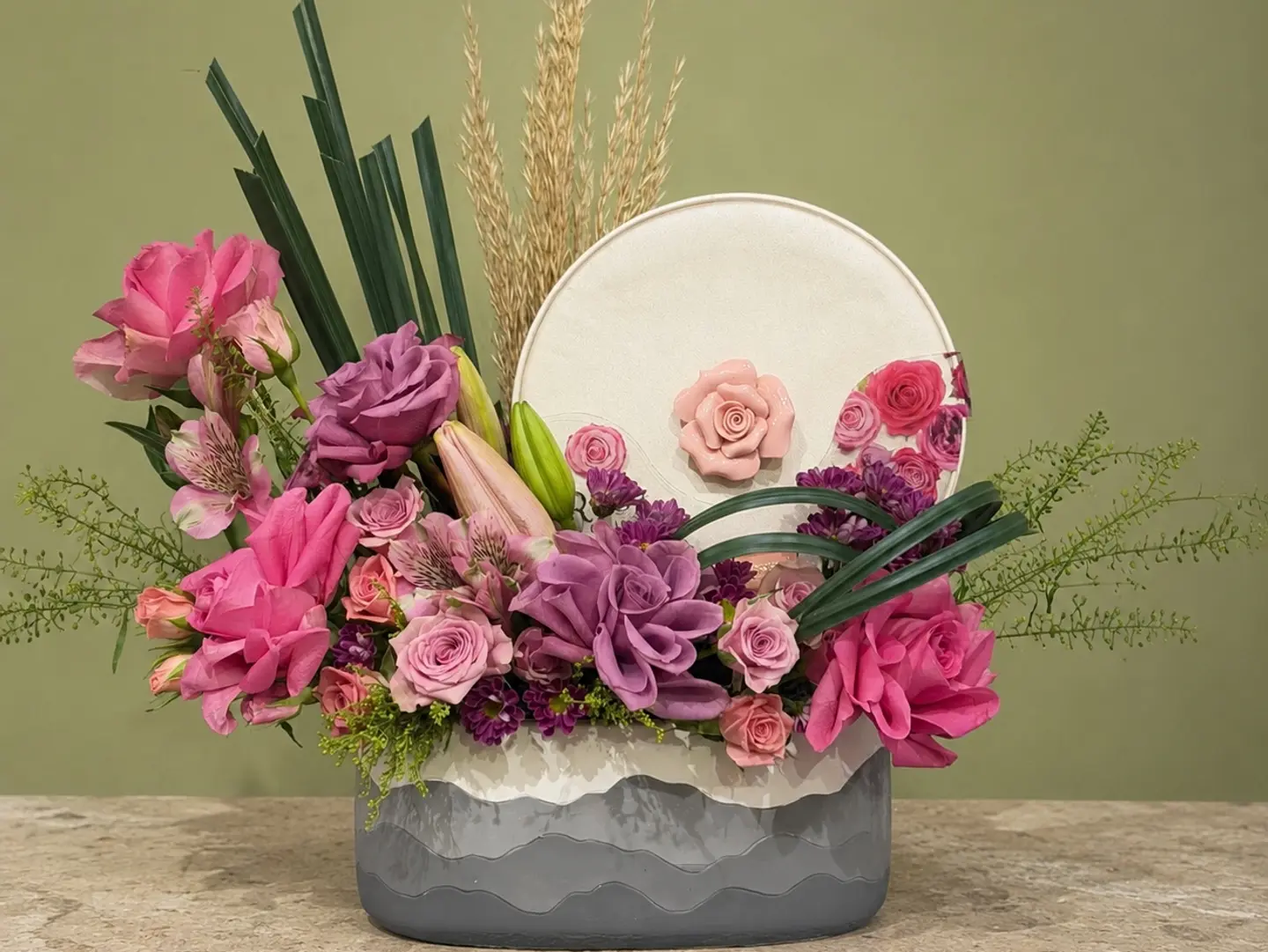 Natural Pink Lead Vase With Boustani Chocolate