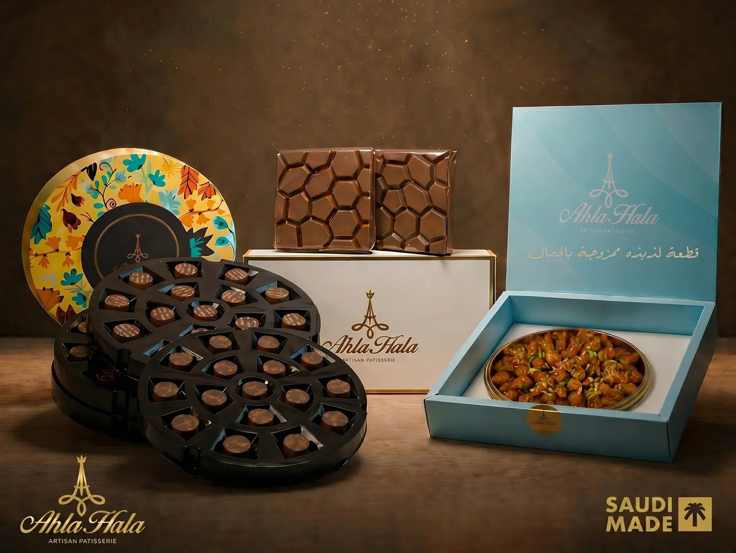 الباقة السادسة(بوكس سبيشيال احلا حلى مع قطعتين شوكليت بيستاشيو وكنافه مع بوكس كرواسون السميد)