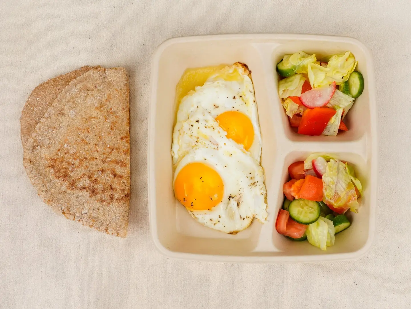 Eggs Sunny Side Up With Green Salad