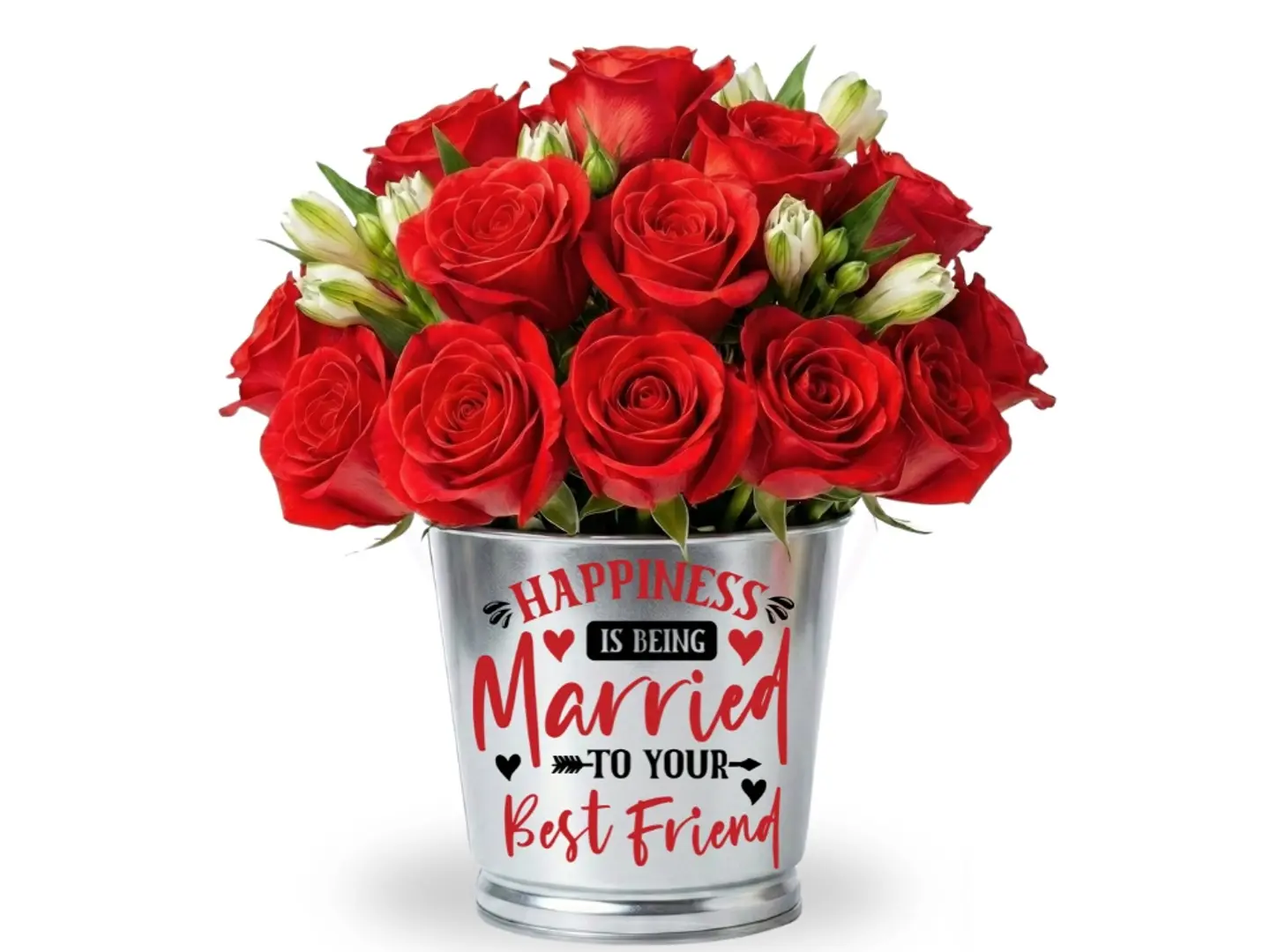 Steel Board Vase, Red Baby Rose, Happiness, Best Friend's Wedding