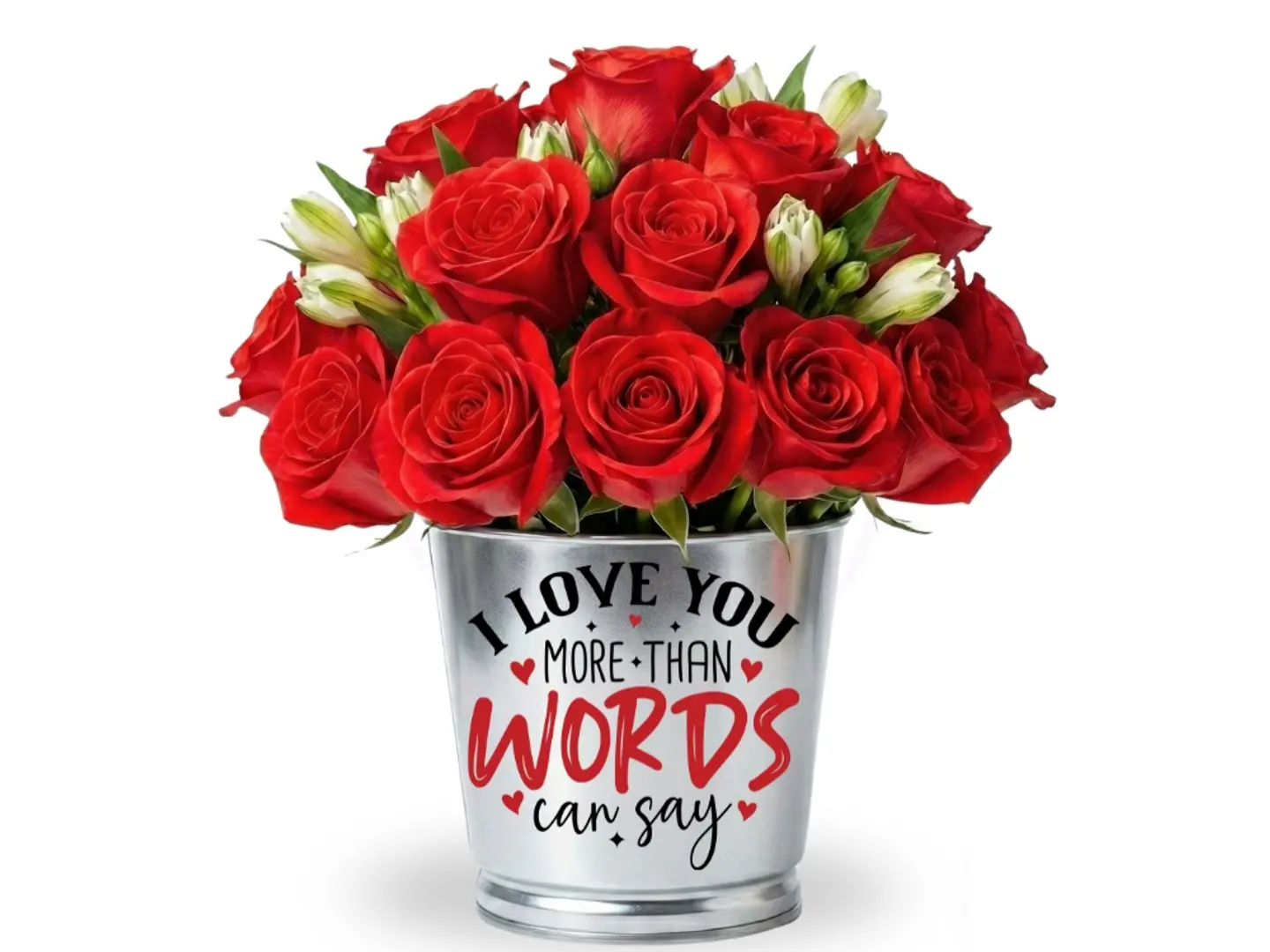Baby Red Steel Board Vase 'I Love You More Than Words'