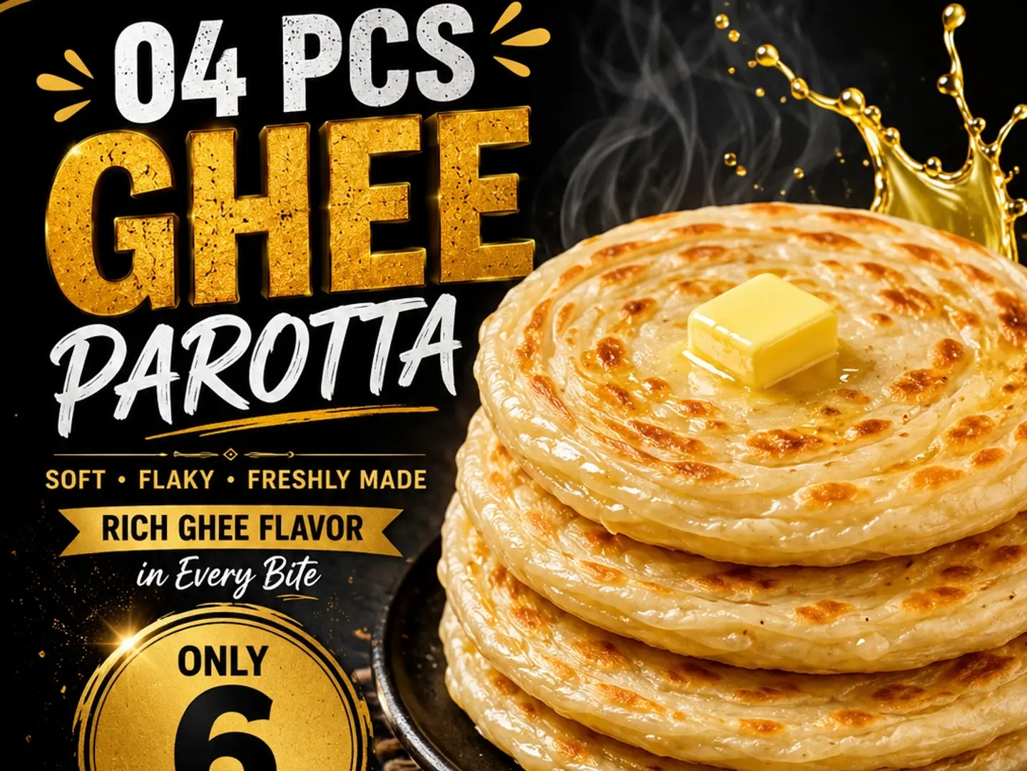 Ghee Parrota 04 Pcs