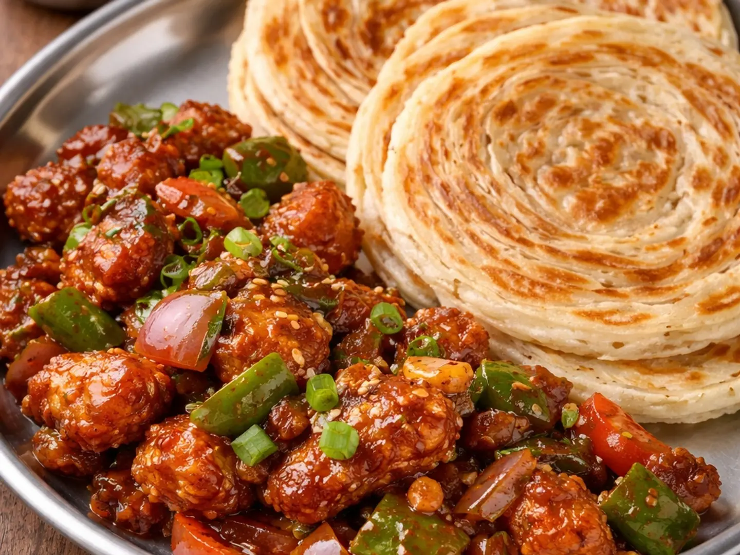 دجاج الفلفل مع 3 قطع باروتا