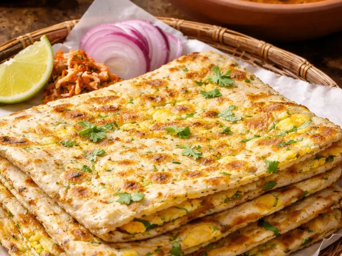 روتي البيض مع كاري الدجاج