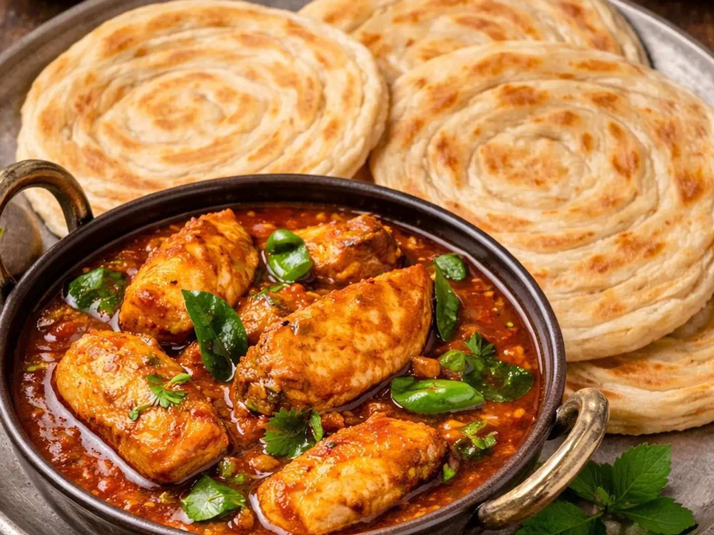 Fish Curry With 3 Pcs Parotta