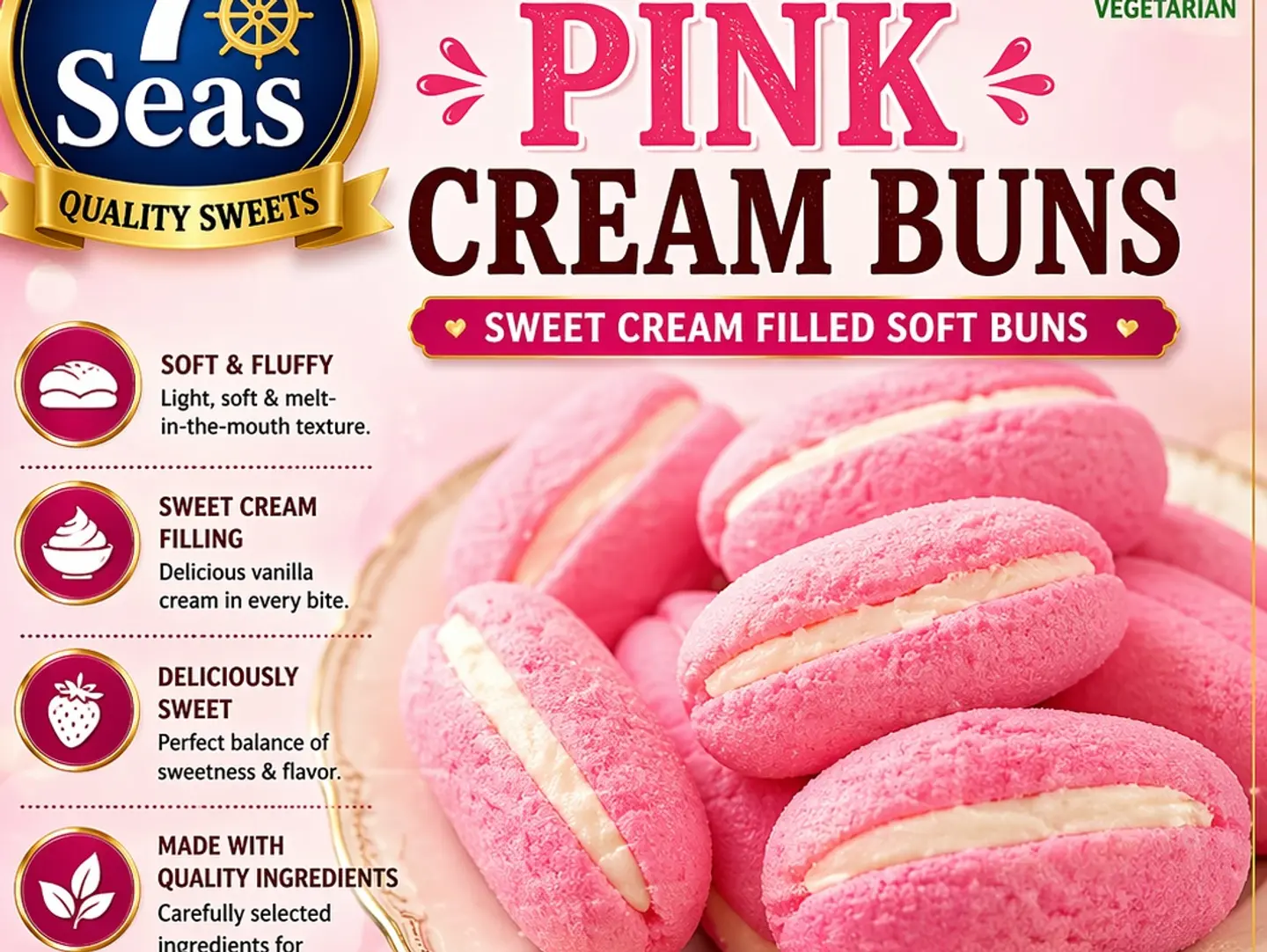 كعكات كريمة وردية