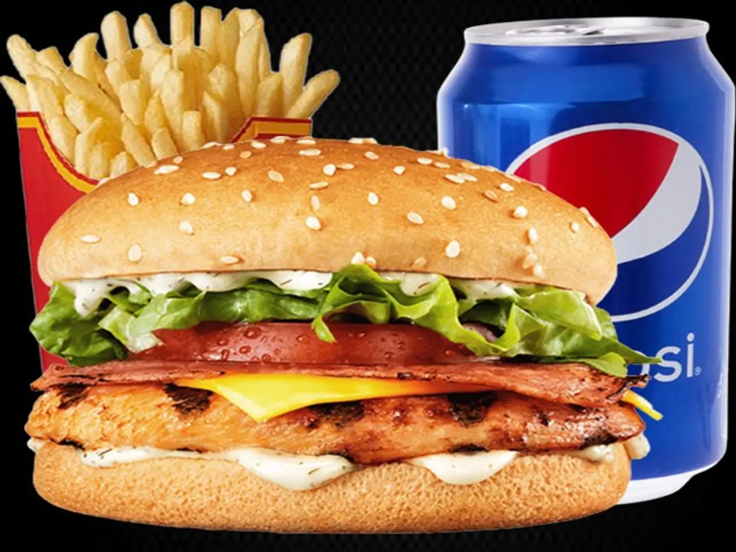 وجبة برجر دجاج بالجبن