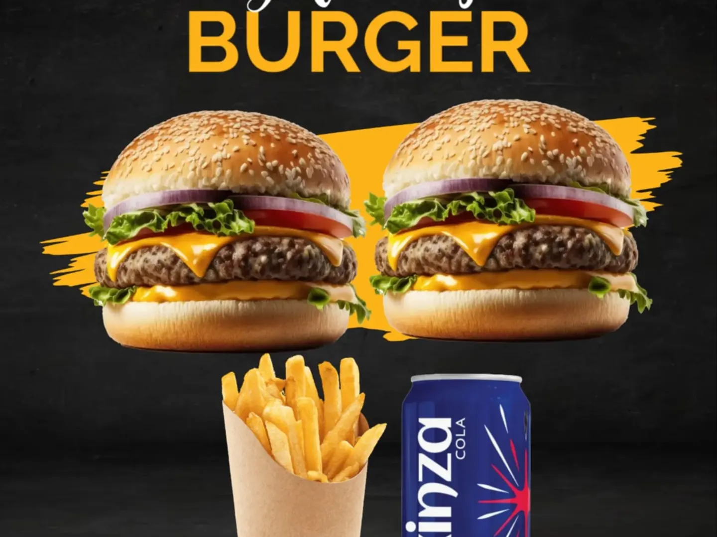 Buy 2 Grilled Burgers With Fries And Kinza Cola Drink