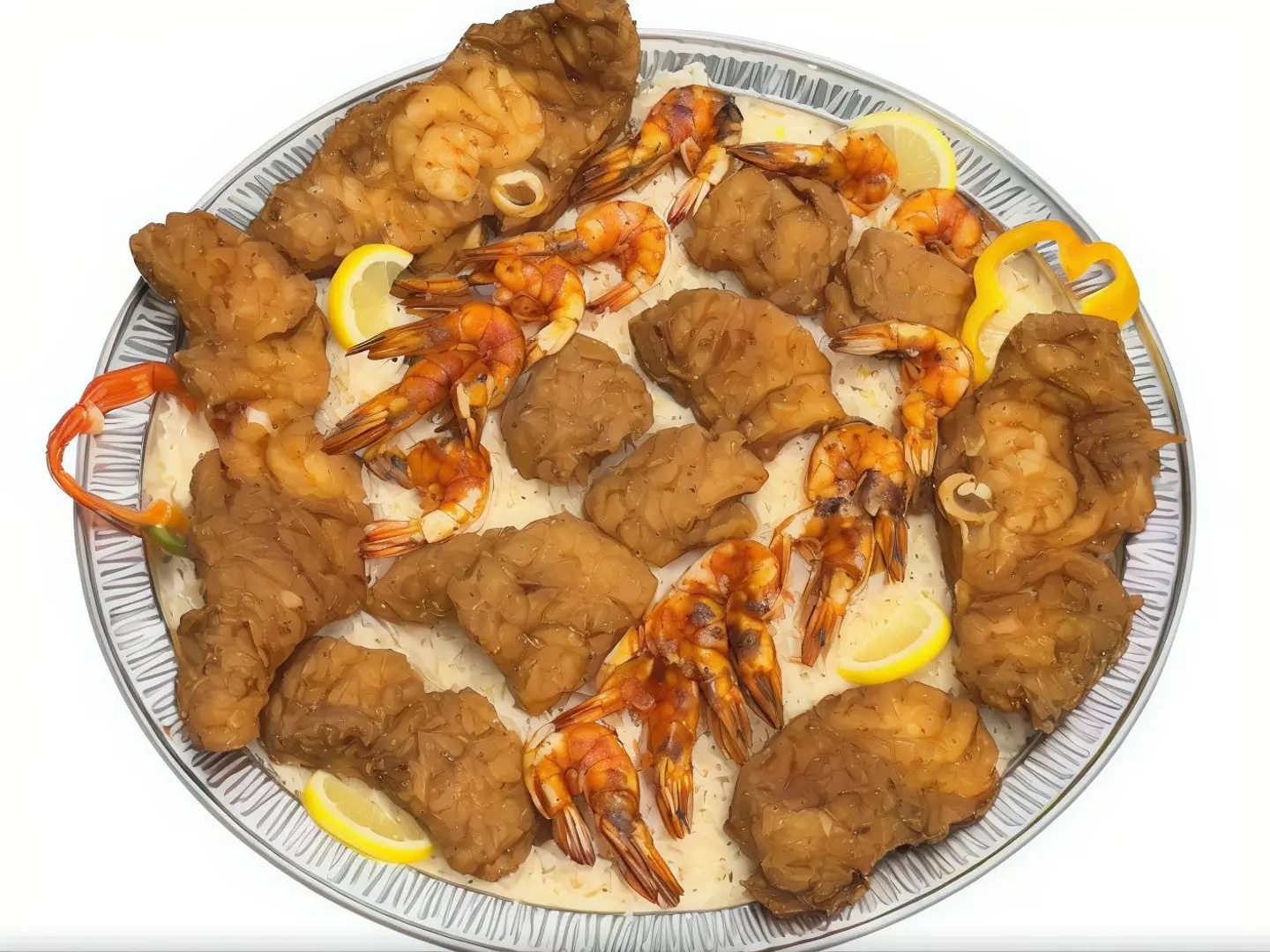 وجبة شرائح فيليه هامور مع الروبيان