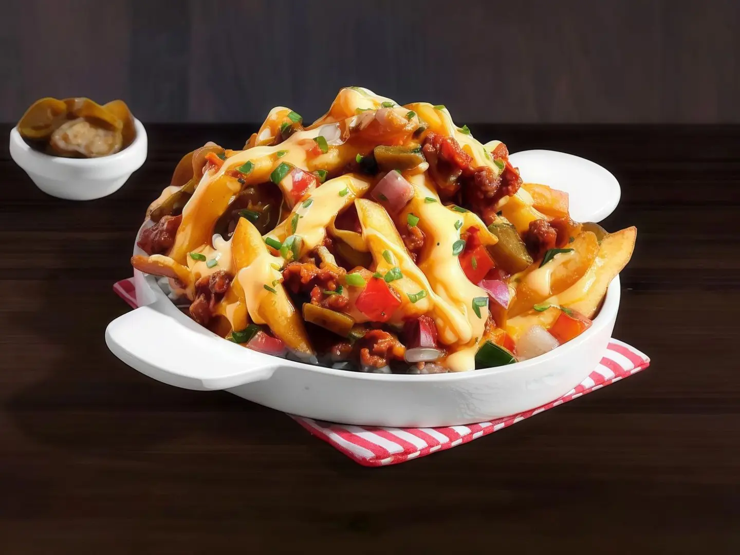 بطاطا مقلية مع الجبن والفلفل الحار