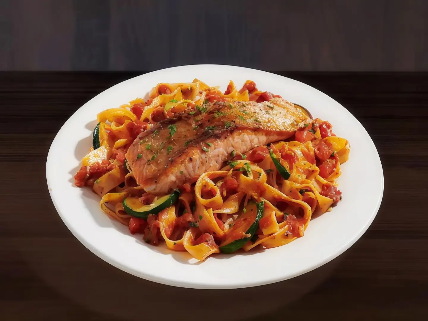 باستا سلمون مع سبع توابل