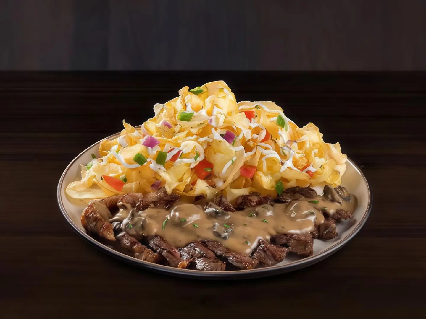 ستيك وبطاطا حلزونية