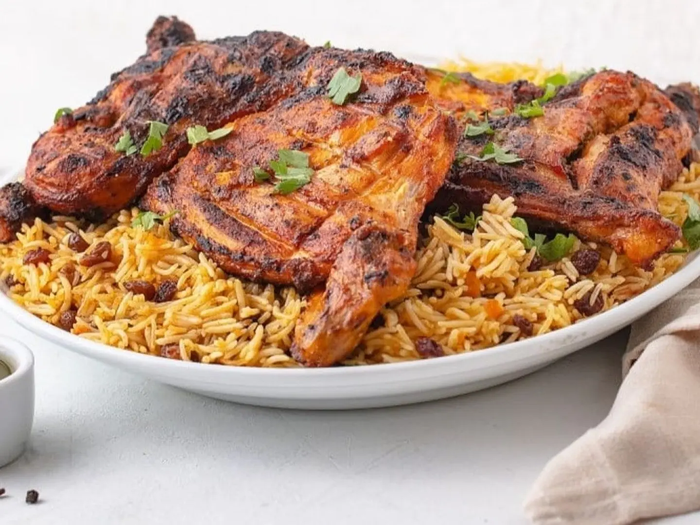 Half Chicken On Charcoal With Rice