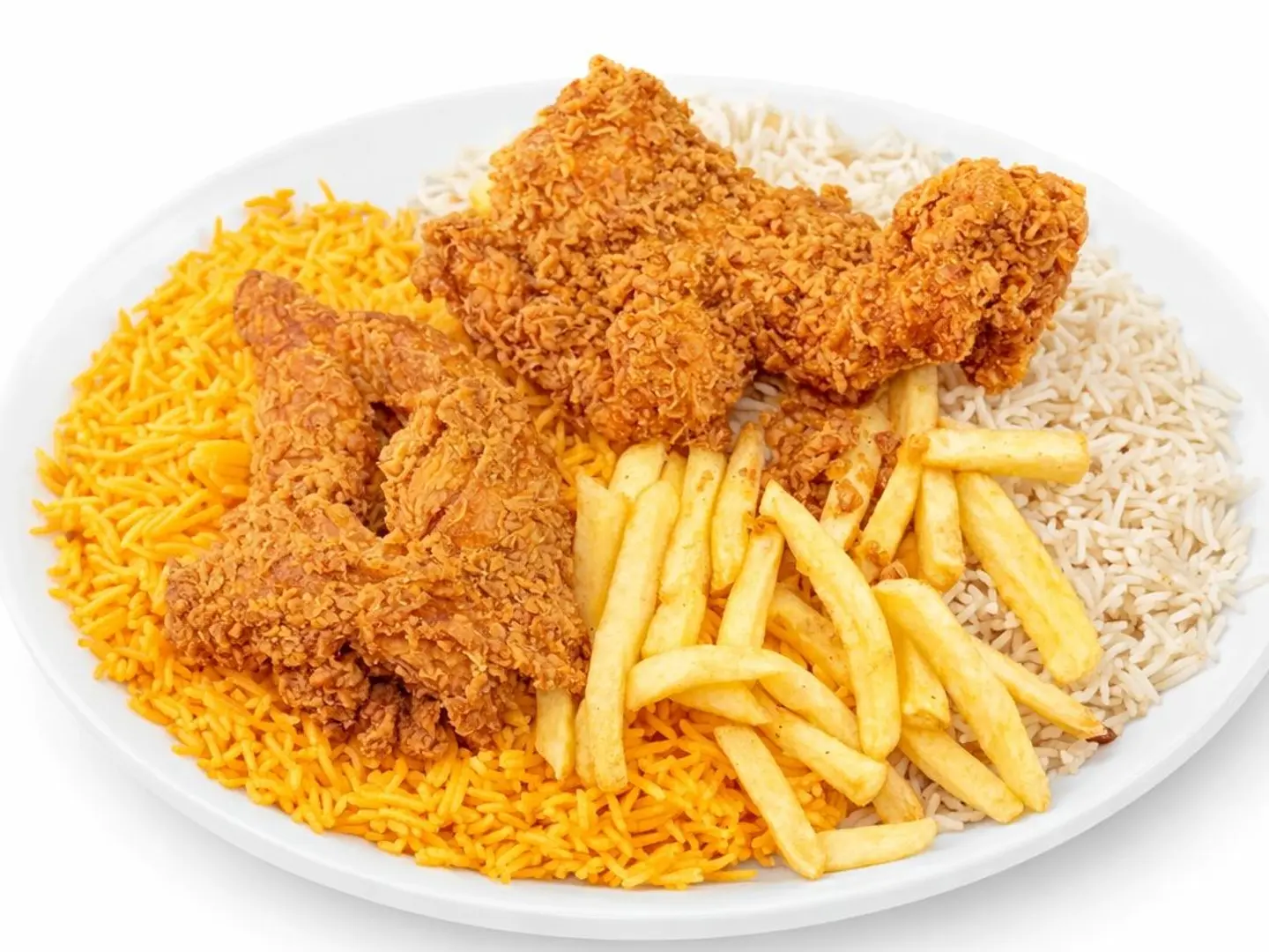 Half Fried Chicken With Rice