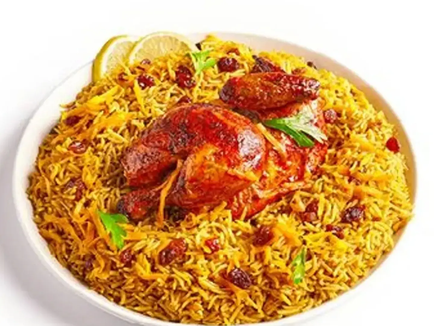 A Quarter Of A Grilled Chicken With Rice
