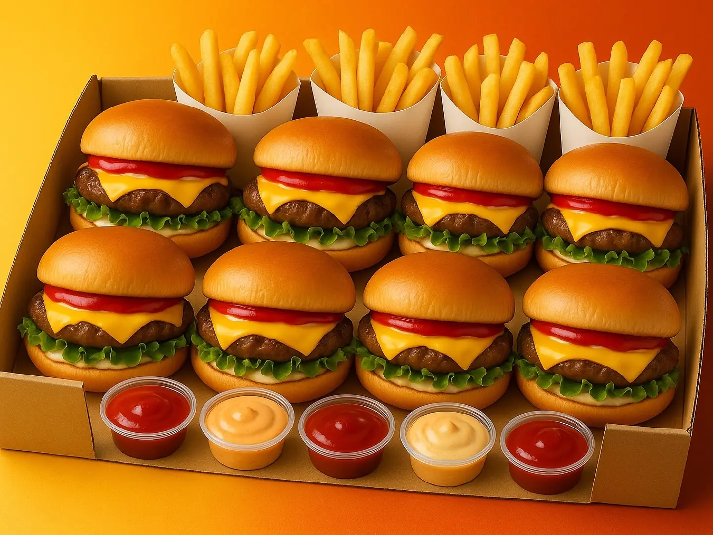 ۸برجر، ۴بطاطس، ٤ انواع من الصوص