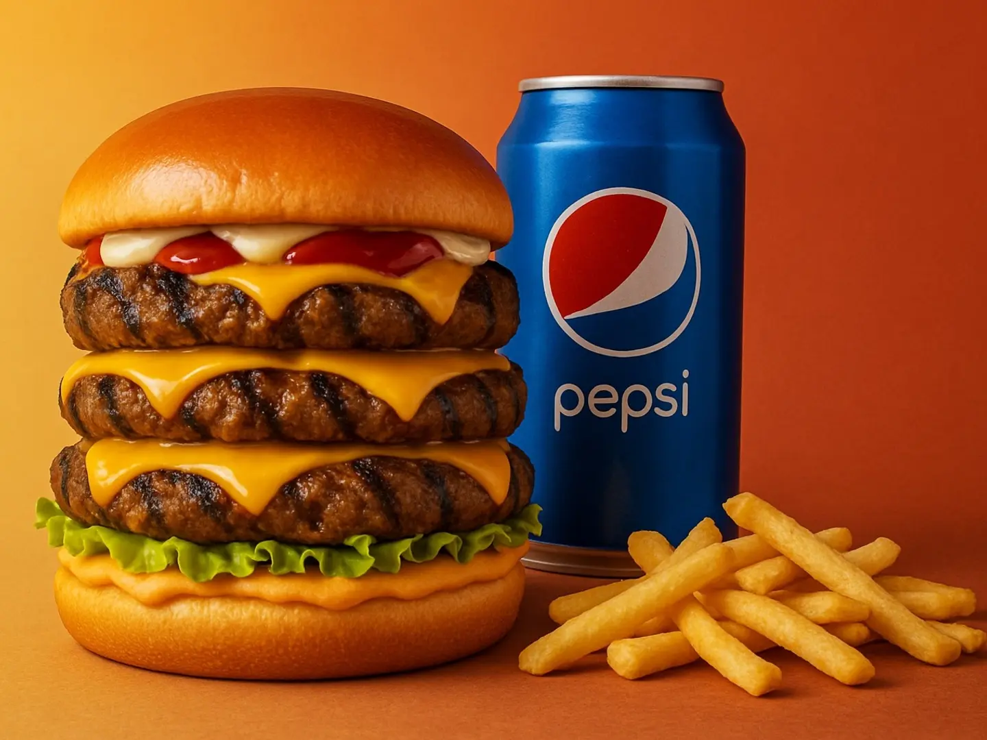 وجبة برجر ثلاثي اللحم المشوي