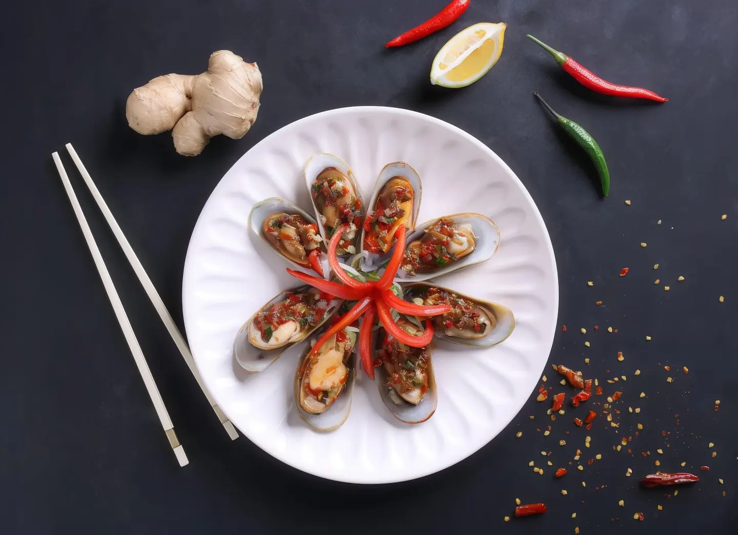 Steamed Mussele With Ginger And Chili