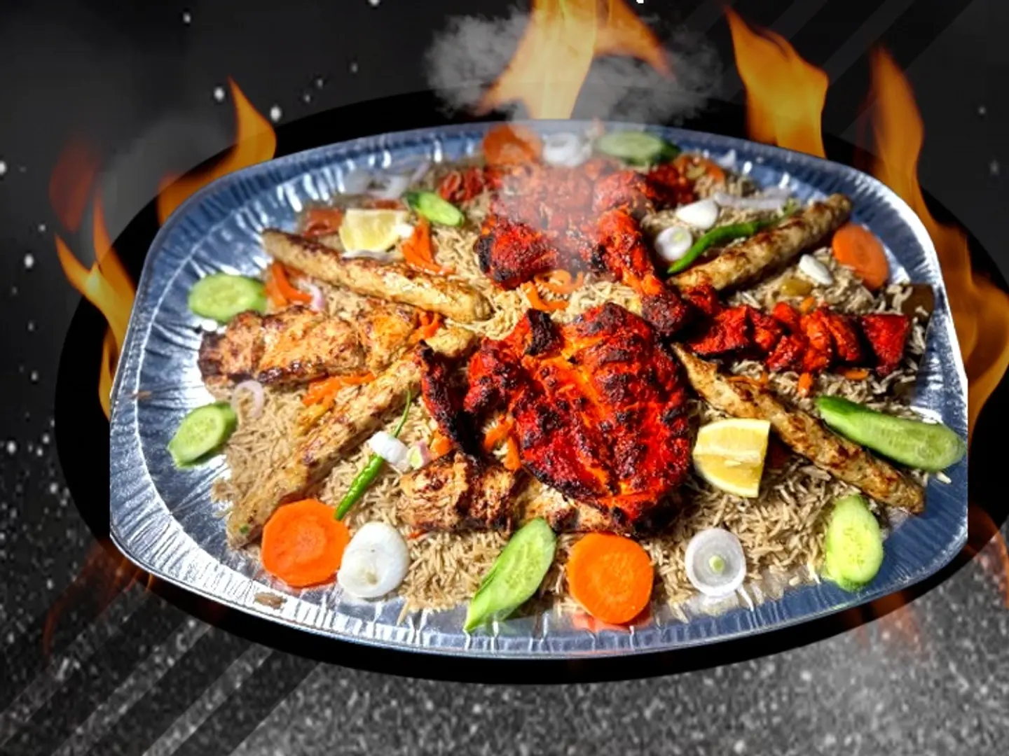 Chicken Bbq Platter (With Rice)