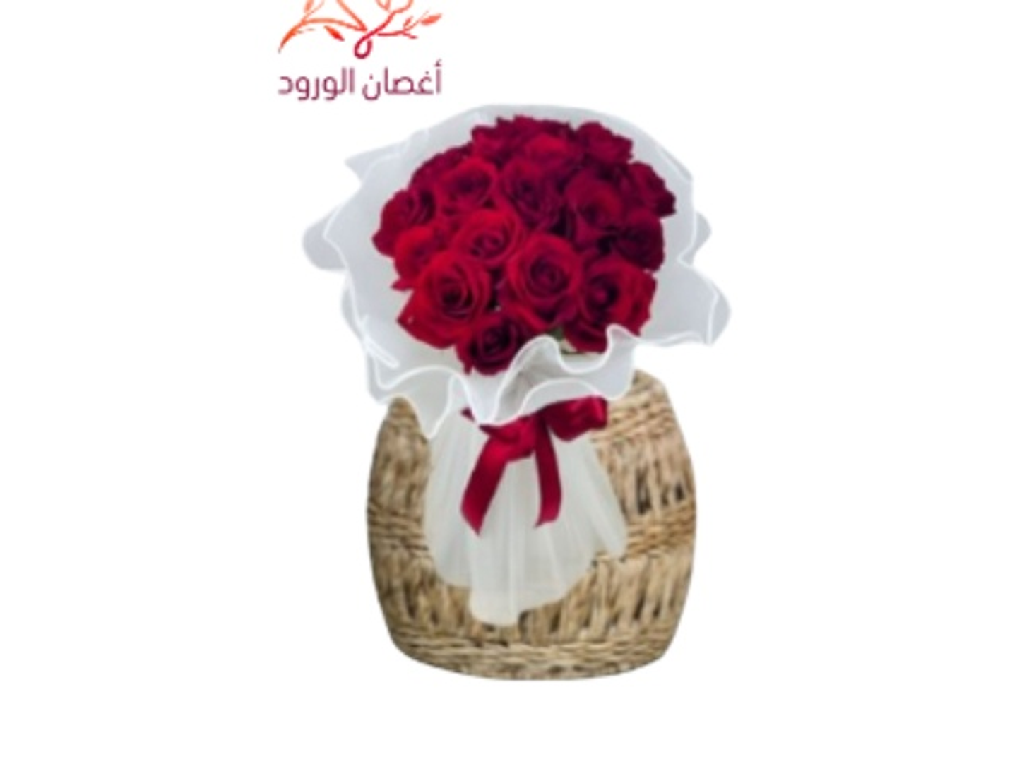 باقة ورد احمر تغليف قماش دانتيل