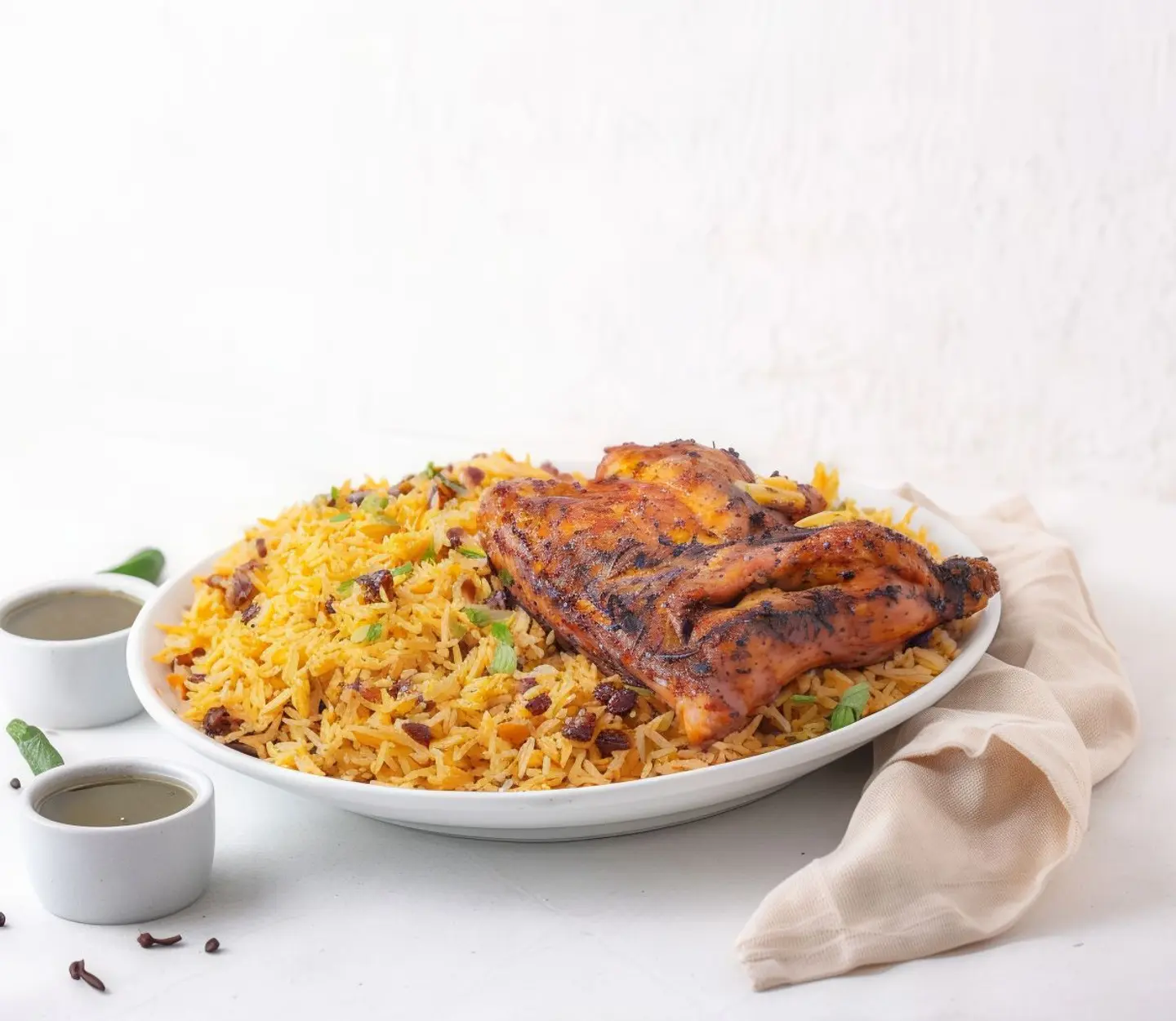 Half Chicken On Charcoal With Rice
