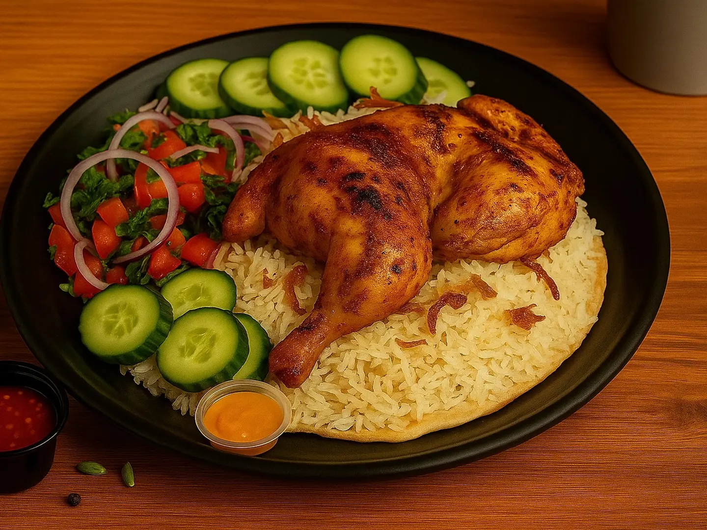 Half A Grilled Chicken With Rice