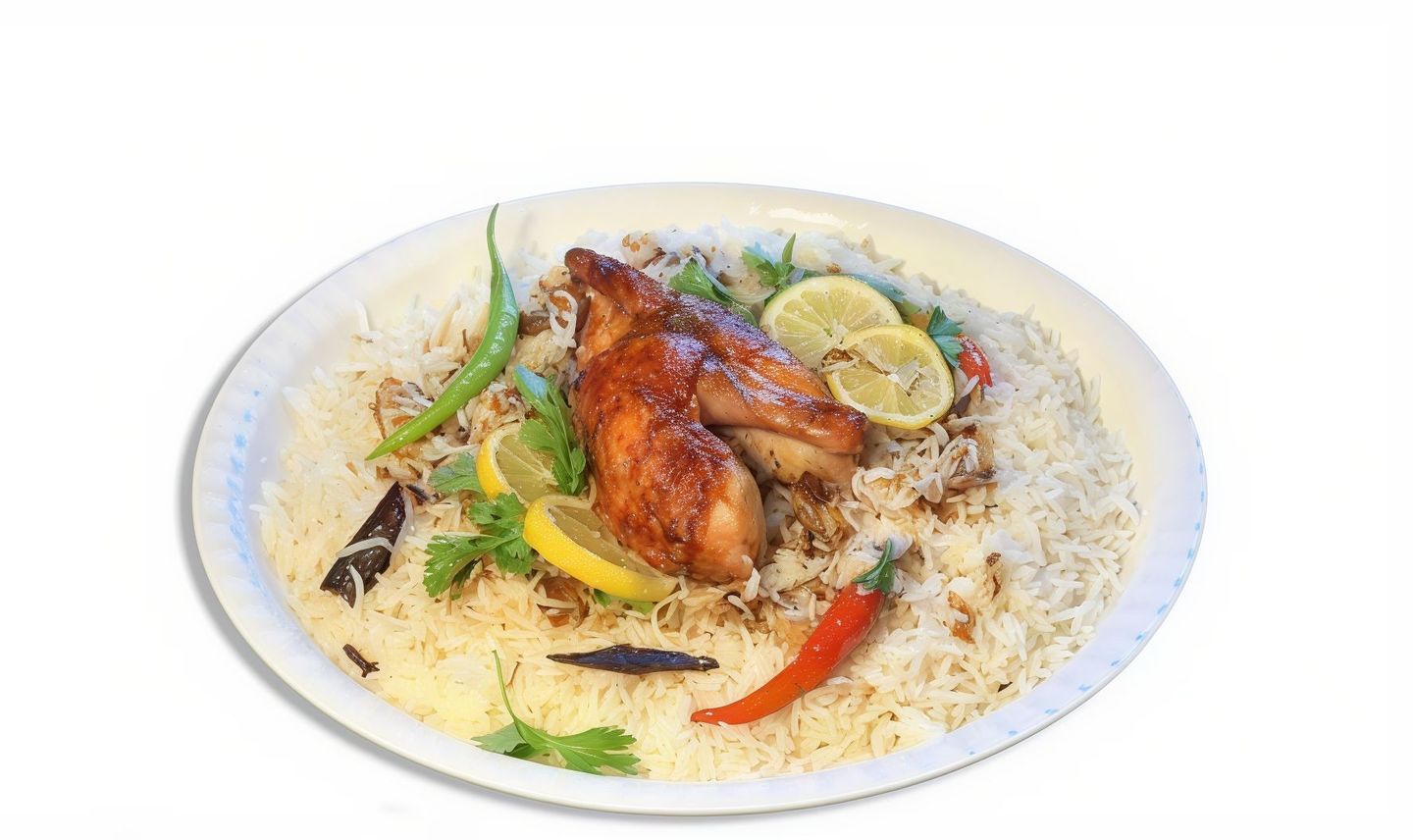نصف حبة دجاج مظبي مع ارز شعبي