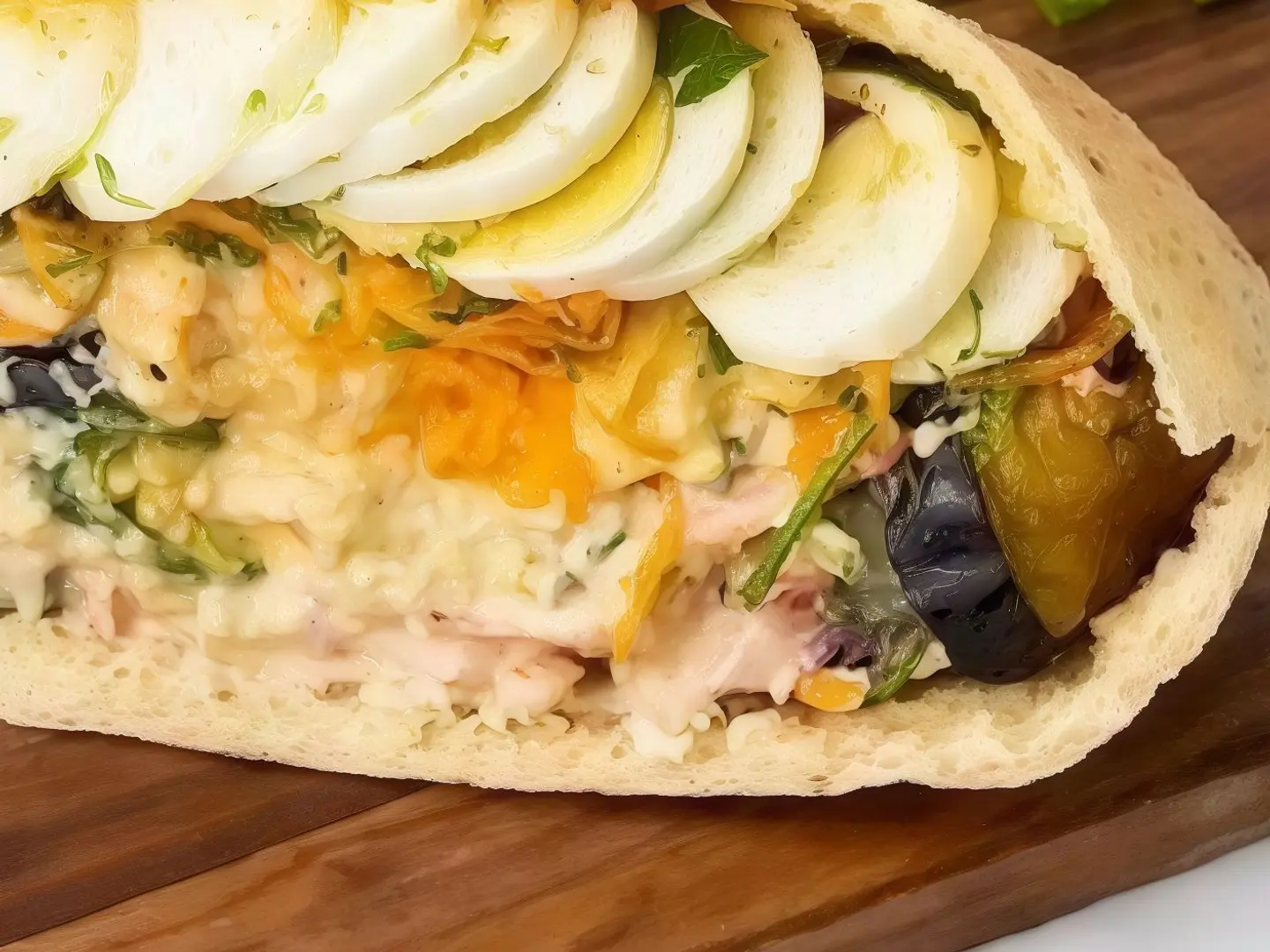 Mixed Eggs And Black Pickles Sandwich