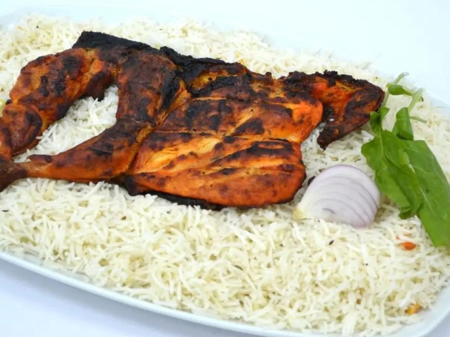 دجاج فحم - رز ابيض - نص حبة