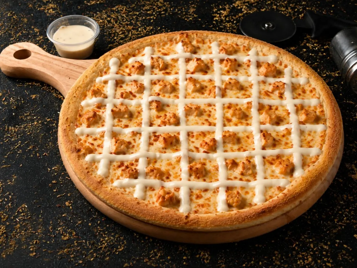 Chicken Ranch Pizza.