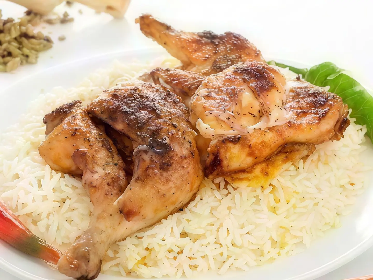 نص حبة دجاج مظبي مع رز