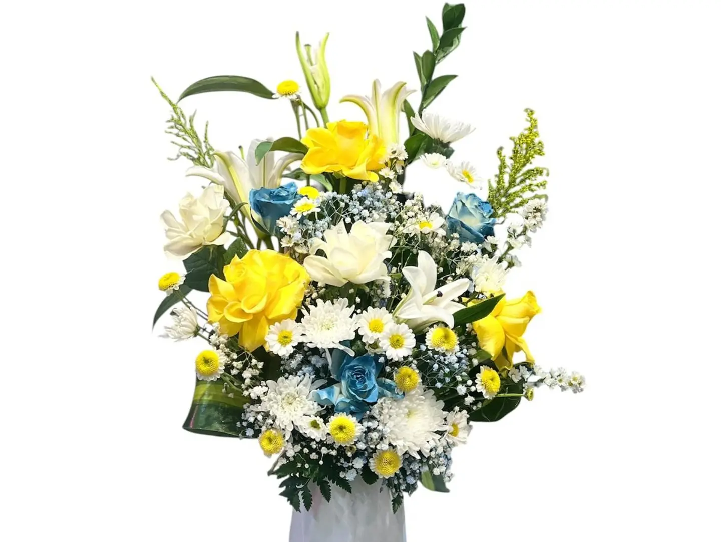 Yellow And White Decorative Vase