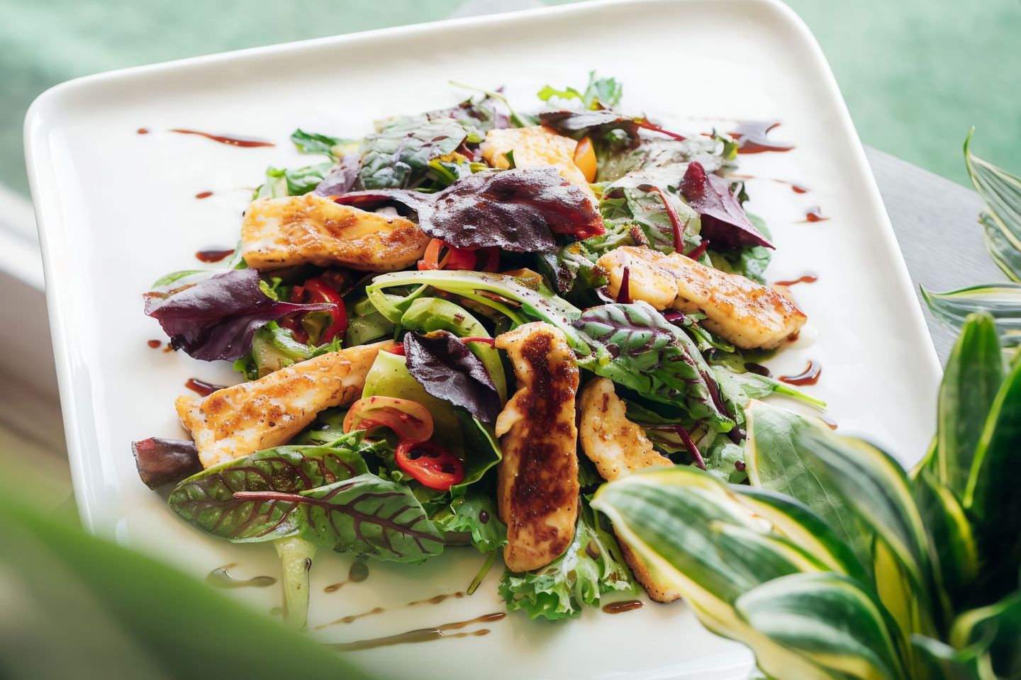 Grilled Halloumi Garden Salad