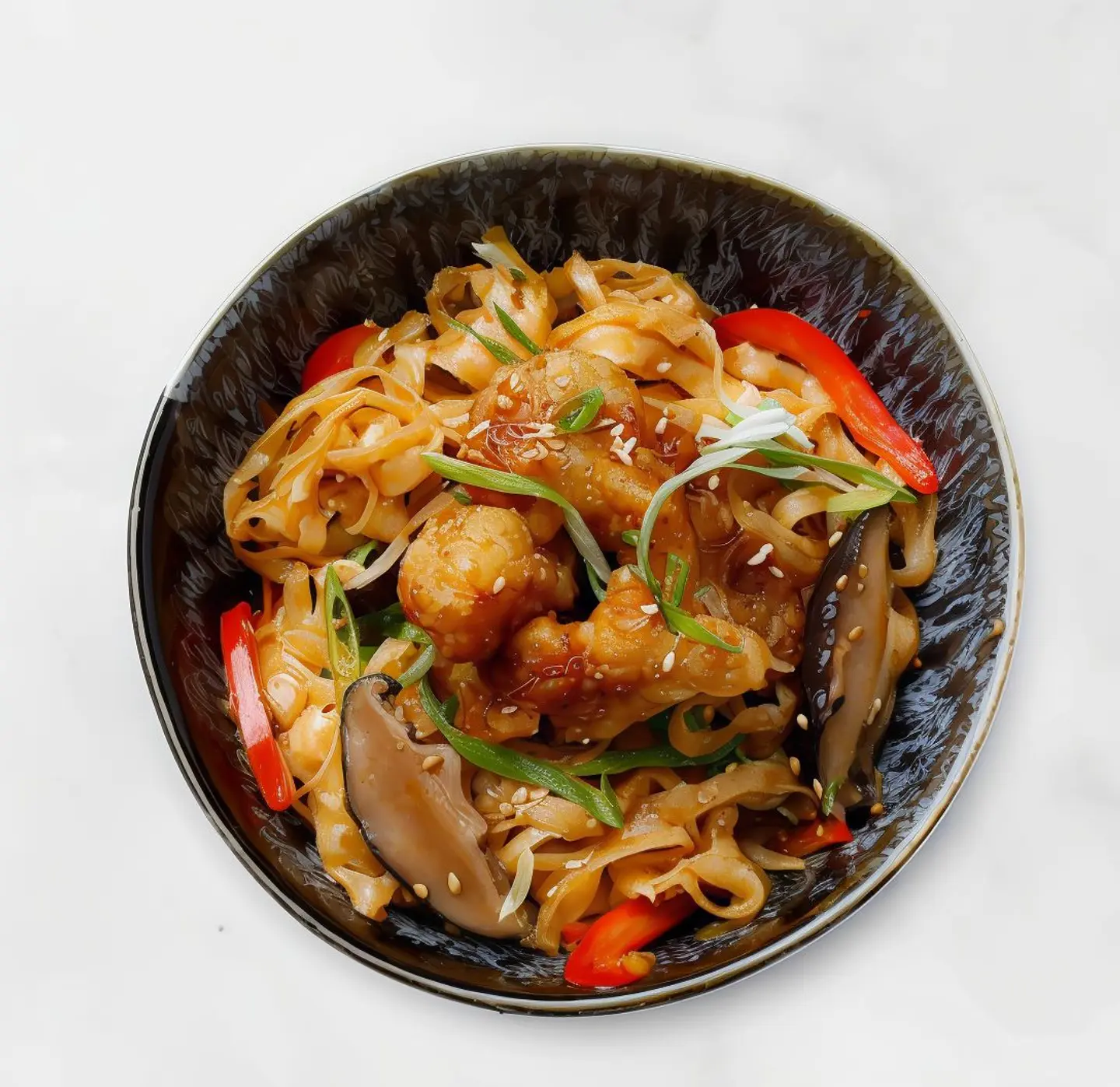 Szchuan Noodles With Tampura Shrimp