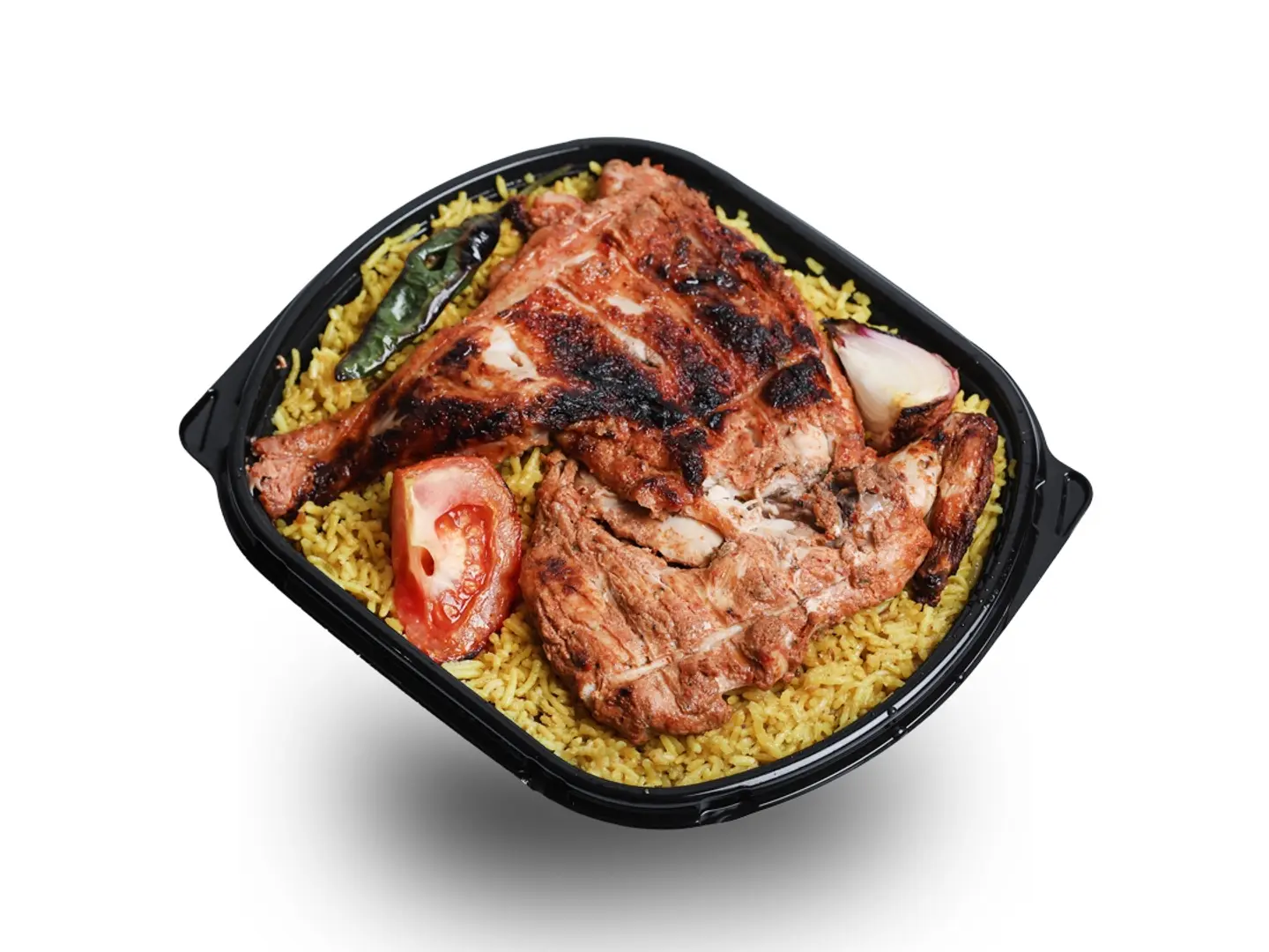 Half Chicken On Charcoal With Rice