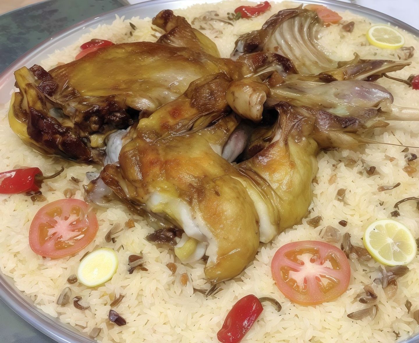 A Quarter Of Mandi Meat With Mandi Rice