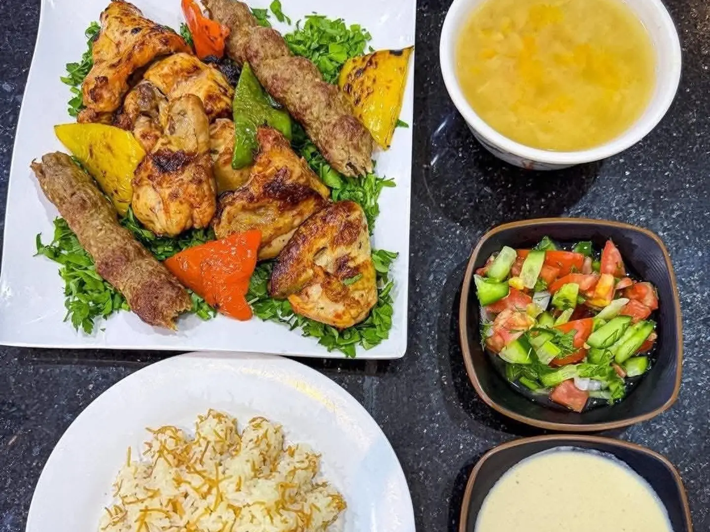 Half Grilled Meal And 2 Pieces Of Kofta Kebab
