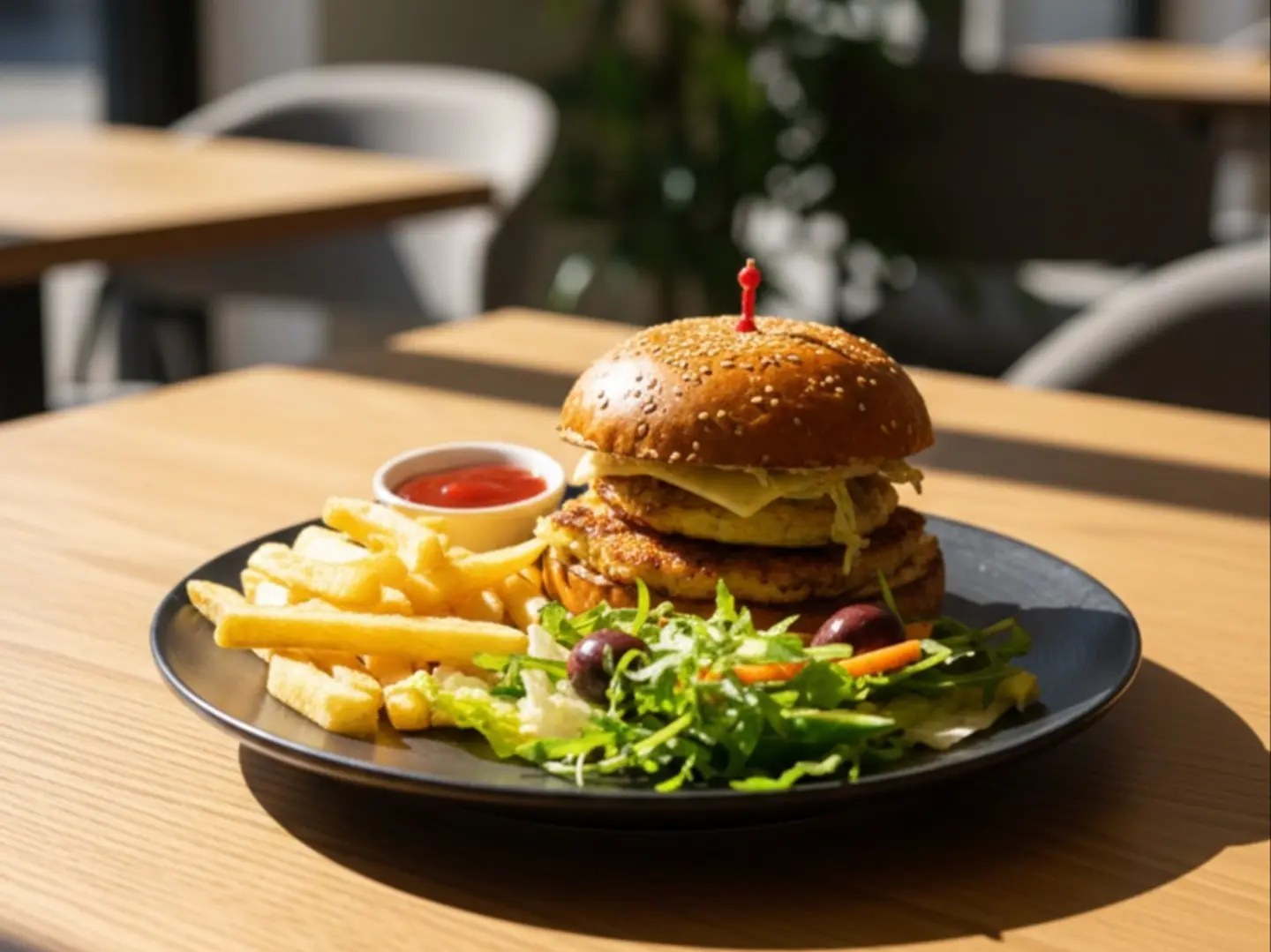 برجر الدجاج والبيض