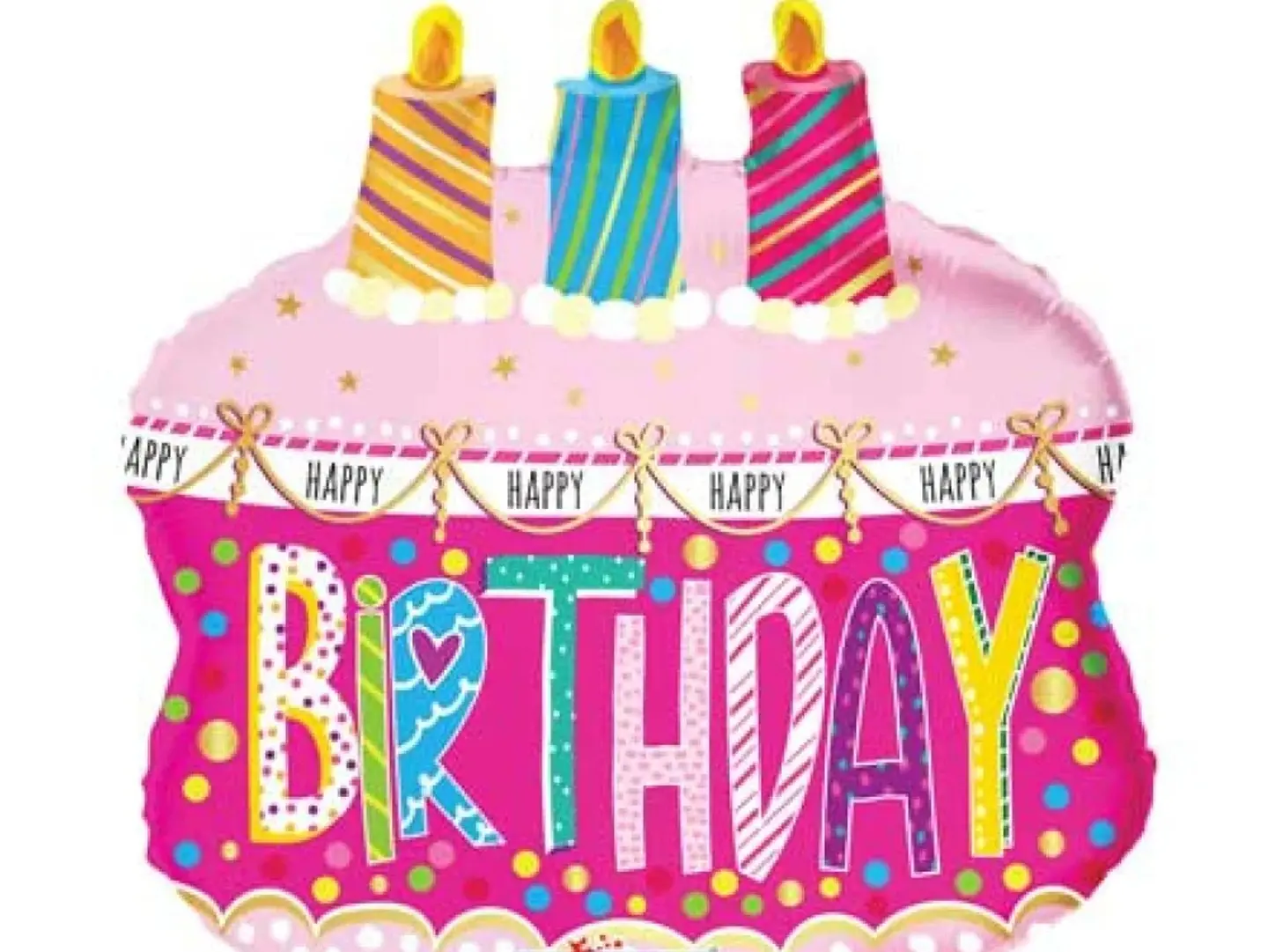 Fuchsia Birthday Cake Balloon Filled With Heluim