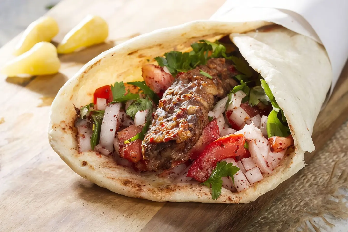 Iraqi Labnah Sandwich With Kebab