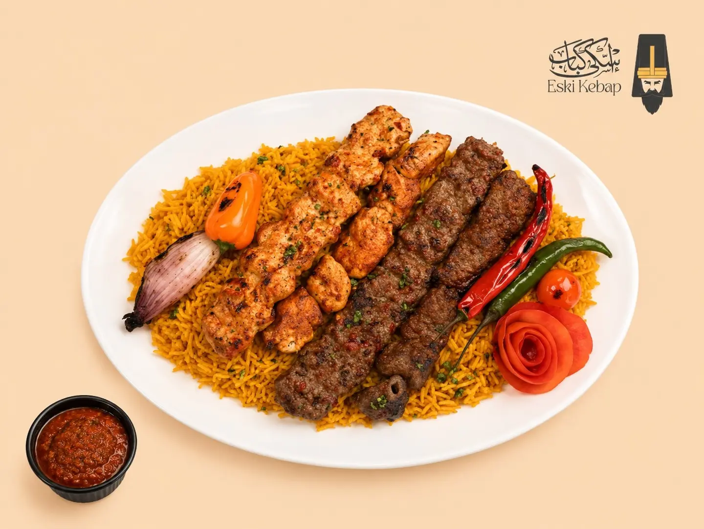 طبق مشاوي مشكل مع الأرز