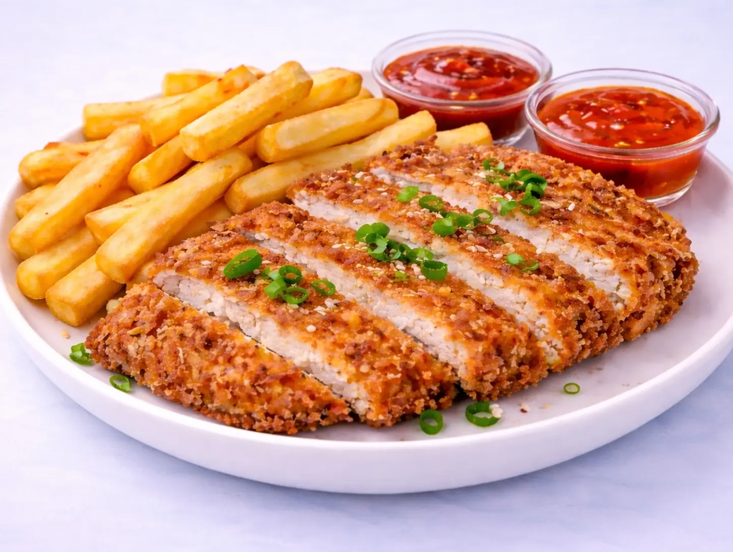 كاتسو و بطاطس مقلية