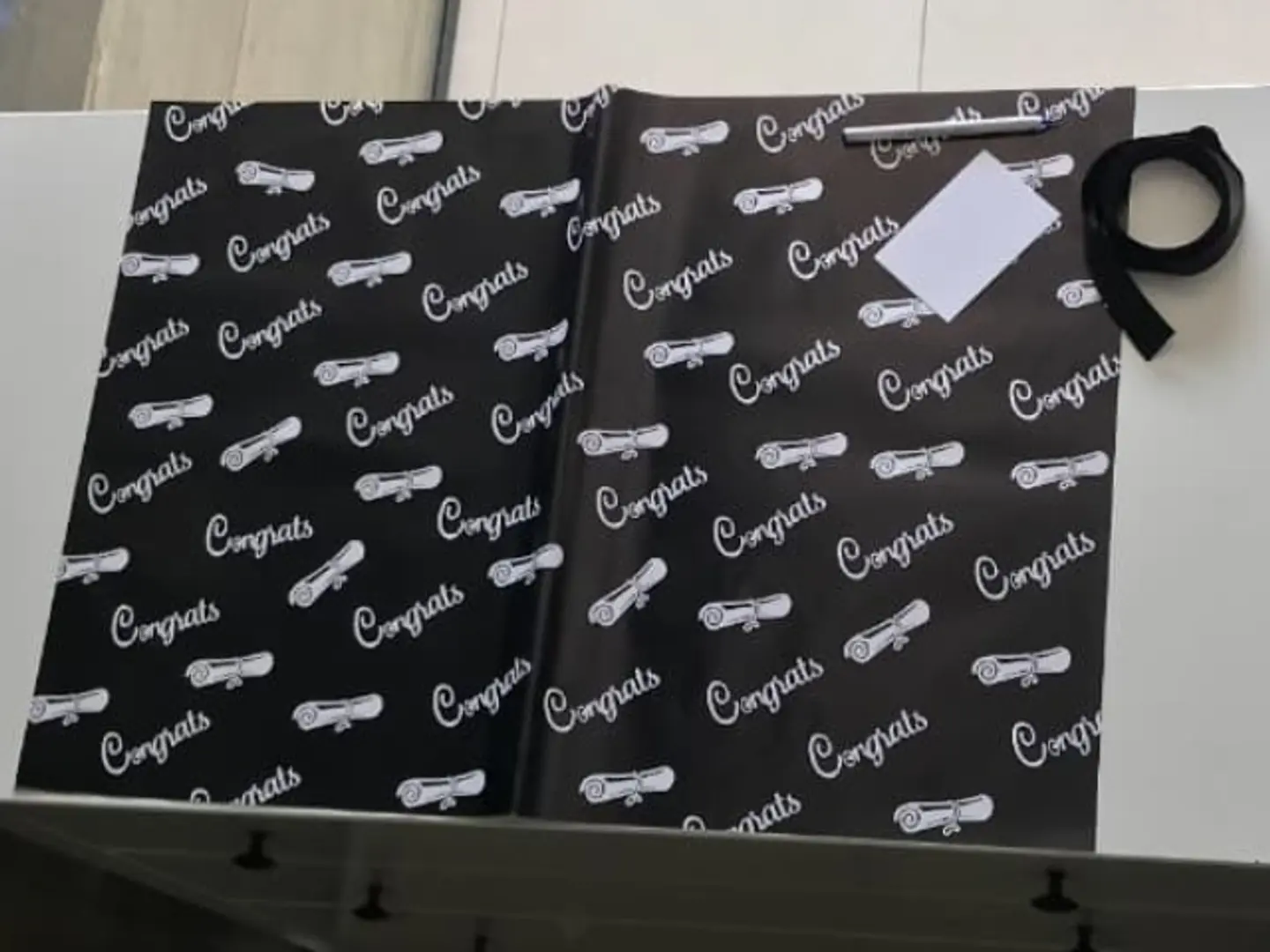 Paper Wrapping With Ribbon And Card 36 D